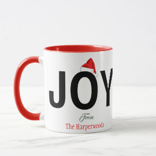 Mug Moderne Bold JOY Simple Élégante Famille de Noël