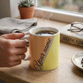 Mug Moderne couleur bloc personnalisée jaune vert pêch