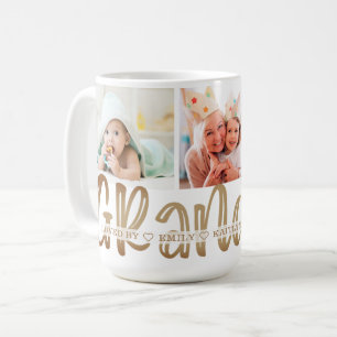 Mug Moderne Cute GRANDMA 3 Photo Or personnalisé