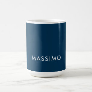 Mug Moderne Élégant Minimaliste Simple Nom Bleu Prussi