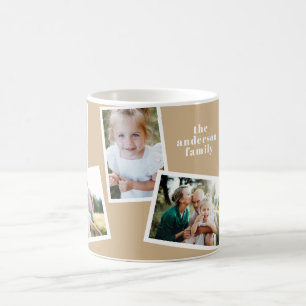 Mug Moderne élégant multi photo famille beige