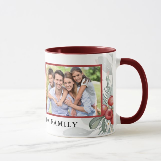Mug Moderne Élégant Vacances vertes Photo Noël (Droite)