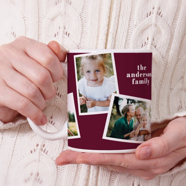 Mug Moderne et élégante famille multi photo violet gif (Créateur téléchargé)