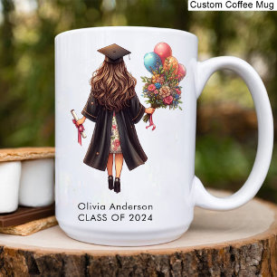 Mug Moderne Graduate Girl Aquarelle Graduation Café