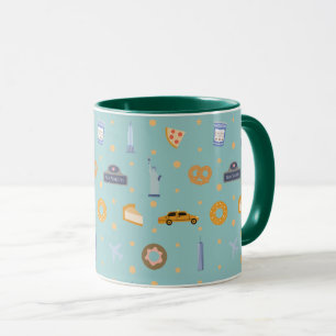 Mug Moderne icônes de NYC motif turquoise vert