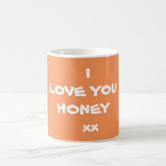 Mug Moderne Je T'AIME HONEY xx Simple Script mignon (Centre)