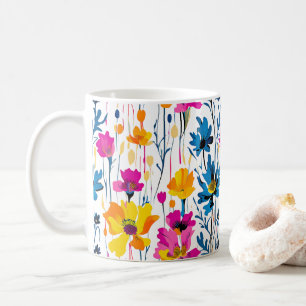 Mug Moderne Maximaliste Couleur Pop Ink Floral Art