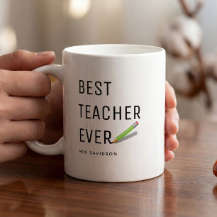 Mug Moderne 'Meilleur Enseignant Jamais' Personnalisé