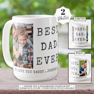 Mug Moderne MEILLEUR PÈRE JAMAIS 2 Photos Personnalisé