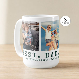Mug Moderne MEILLEUR PÈRE JAMAIS 3 Photos Personnalisé