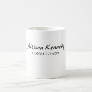 Mug Moderne Minimaliste Blanc Ajouter Votre Nom Profes