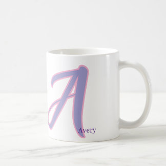 Mug Moderne Monogramme de Nom Personnalisé Rose & Viol