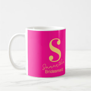 Mug Moderne Monogramme Demoiselle d'Honneur Rose Chaud
