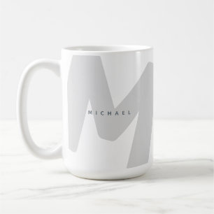 Mug Moderne Monogramme surdimensionné Initiale & Nom C