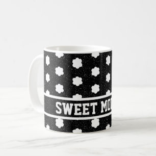 Mug moderne noir et blanc rétro floral