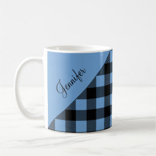 Mug Moderne nom de motif carreaux plaid Buffalo bleu C