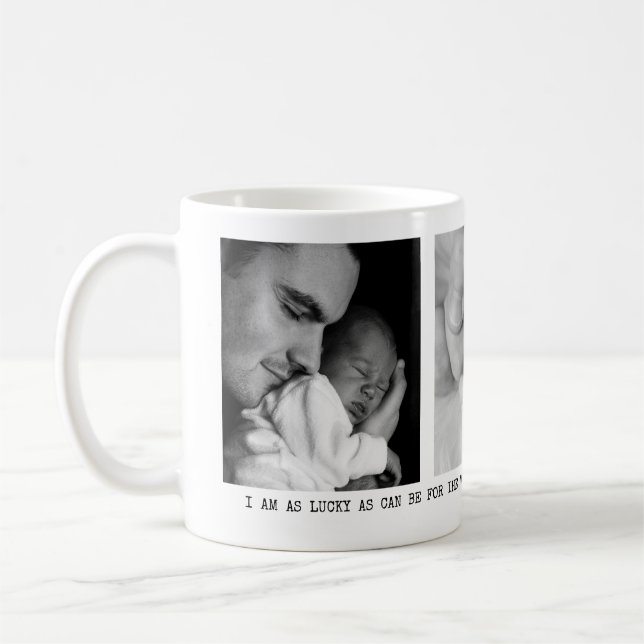 Mug Moderne, papa, 3 photos message personnalisé (Gauche)