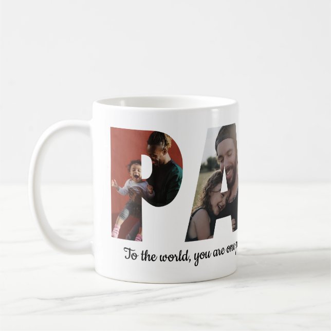 Mug Moderne PAPA 4 Photo Collage Happy Fête des pères (Gauche)