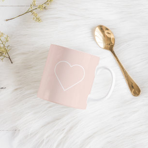 Mug Moderne Pastel Rose & Coeur Minimaliste Beau Cadea