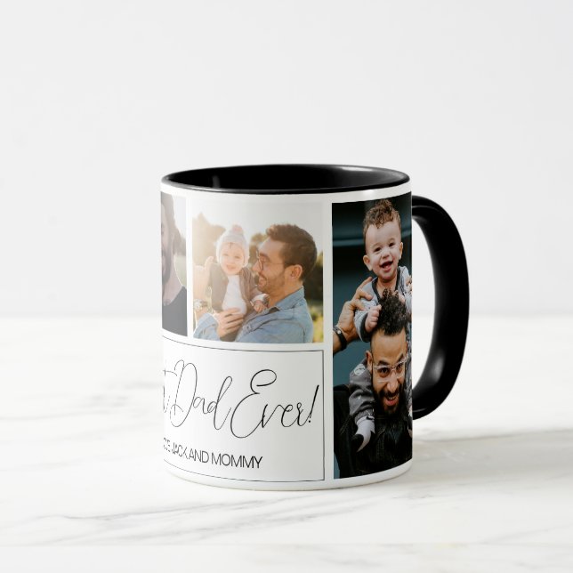 Mug Moderne Simple 4 Photo Meilleur Père Jamais (Devant droit)