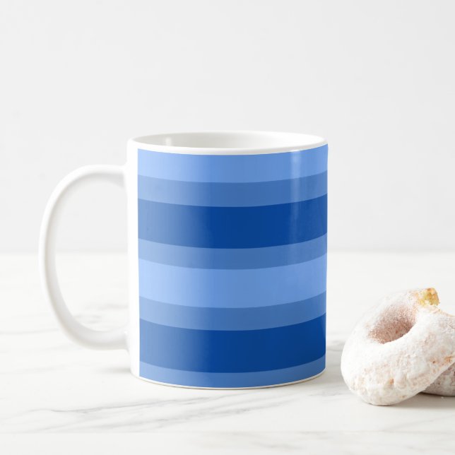 Mug Moderne simple bande à deux tons bleu géométrique  (Avec donut)