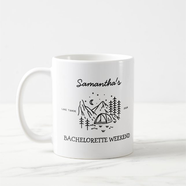 Mug Moderne Simple Camping Bachelorette Party Nature (Gauche)
