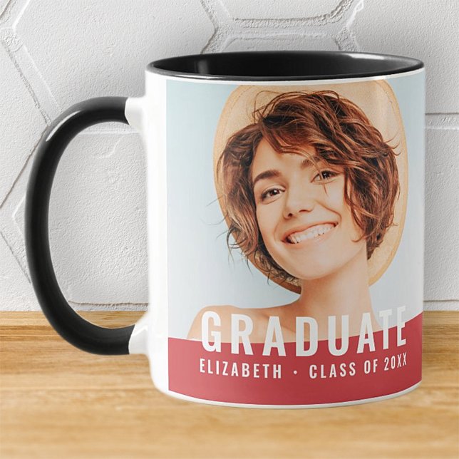 Mug Moderne Simple Chic Personnalisé Graduate Photo (Créateur téléchargé)
