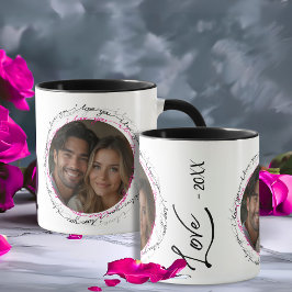 Mug Moderne Simple Circle Love Photo noir