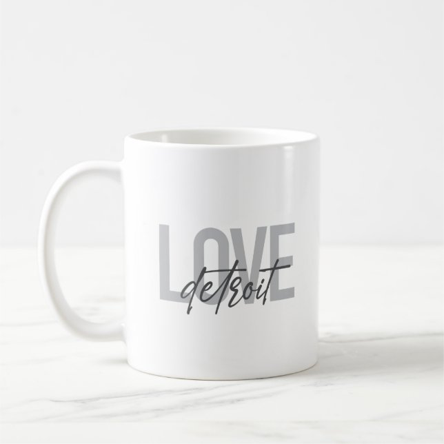 Mug Moderne, simple, cool, design urbain Amour Detroit (Gauche)