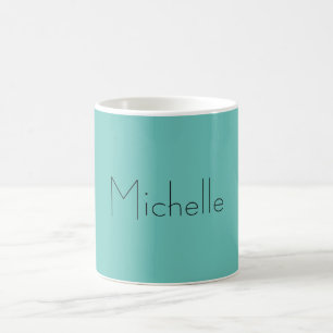 Mug Moderne tendance Élégant Bleu Simple Blanc
