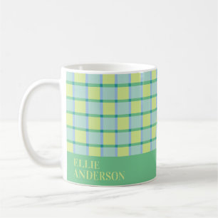 Mug Moderne Vérificateur Bleu Vert Citron Personnalisé