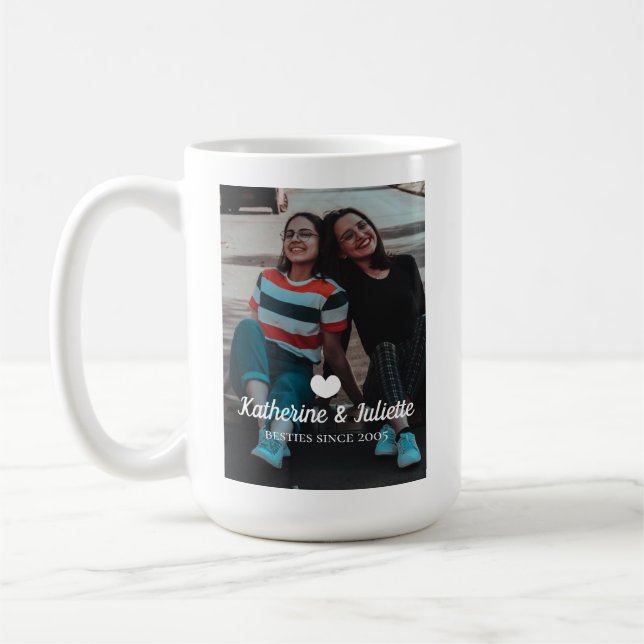 Mug Moderne White Heart Meilleur Ami Photo (Gauche)