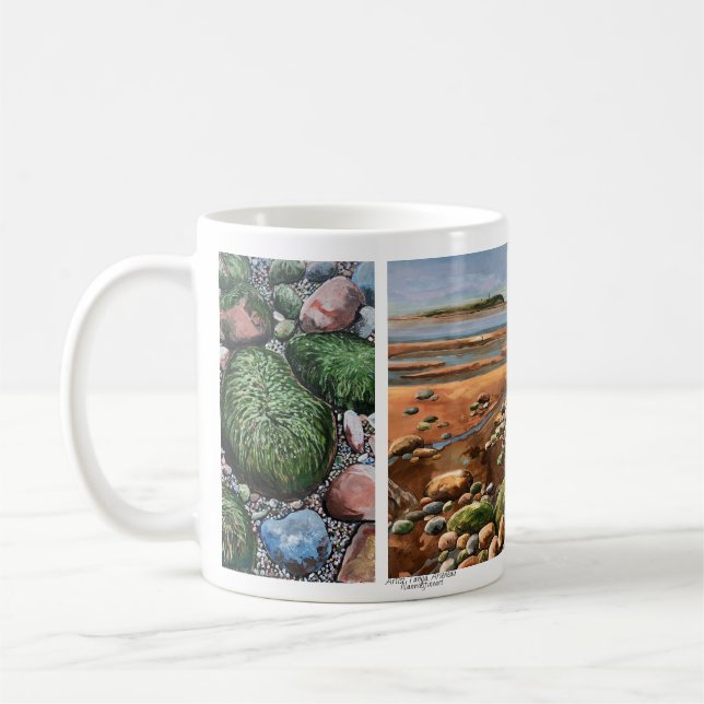Mug Modernes Beach Greens et Sandy Browns Paysage mari (Gauche)