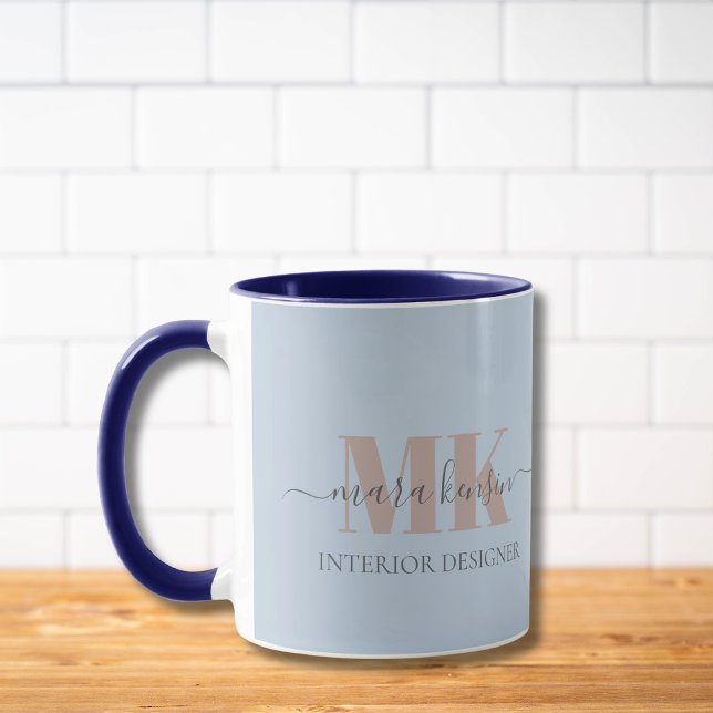 Mug Modert Mocha Mousse Monogram Dusty Blue (Créateur téléchargé)