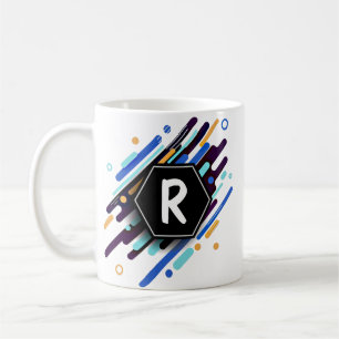 Mug Modifier en une initiale sur peinture bleue - R S