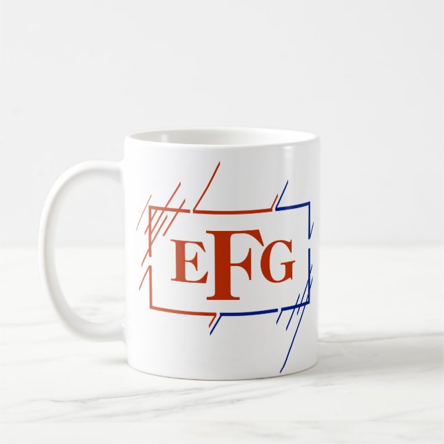 Mug Modifier le monogramme initial Brown Bleu AVC E F  (Gauche)
