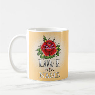 Mug Modifier le nom Ajouter du texte Rose rouge Tattoo