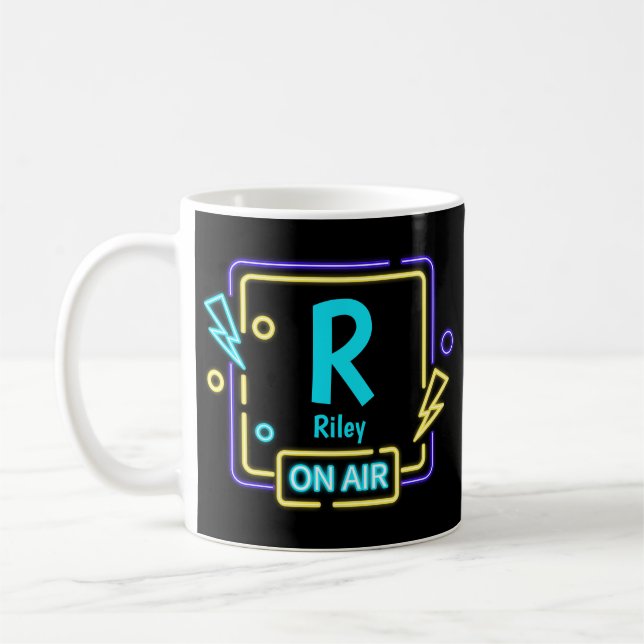 Mug Modifier Le Nom Initial Ajouter Le Nom Bleu Jaune  (Gauche)
