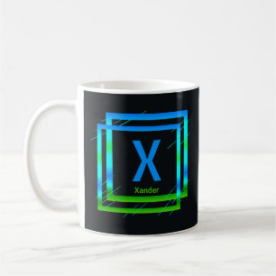 Mug Modifier le nom initial Ajouter le nom Carrés vert