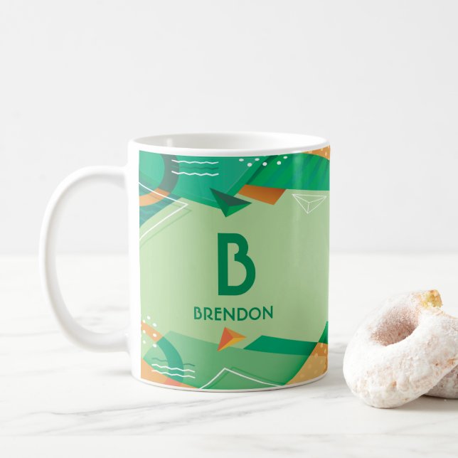 Mug Modifier le nom initial Ajouter le nom vert géomét (Avec donut)