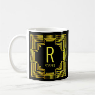 Mug Modifier le nom initial Gold Géométrique Line Q R