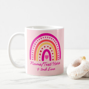 Mug Modifier le texte Ajouter le nom, Boho Rainbow Hea