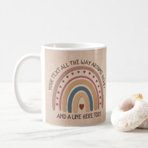 Mug Modifier le texte Ajouter le nom Boho Rainbow Hear