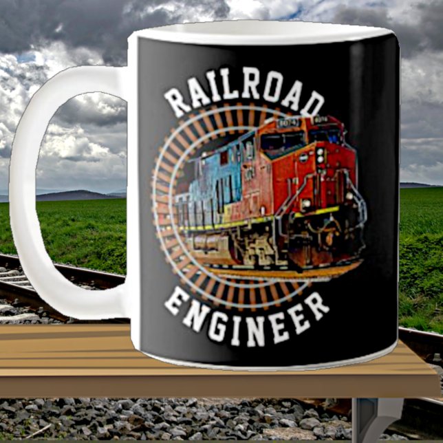 Mug Modifier le texte Ingénieur ferroviaire Locomotive (Créateur téléchargé)