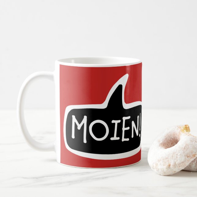 Mug MOIEN ! Bulle de discours de salutation luxembourg (Avec donut)