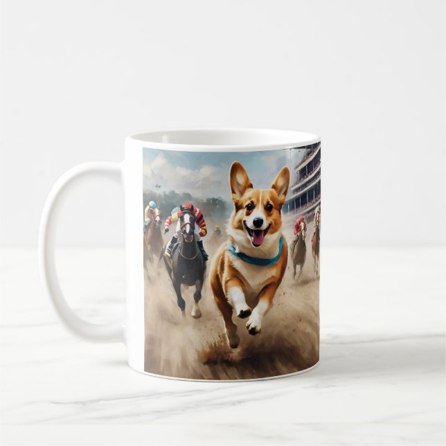 Mug Moins de galop, plus de luttes ! Corgi gagne le de (Gauche)