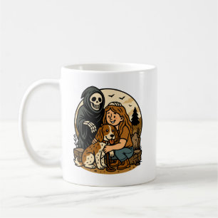 Mug Moissonneur sinistre avec une fille et un chien sq