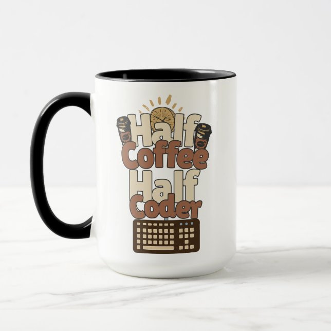 Mug Moitié Café, Moitié Codeur (Gauche)