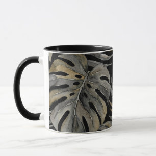 Mug Moku Island Aquarelle Hawaïenne Monstera - Noir