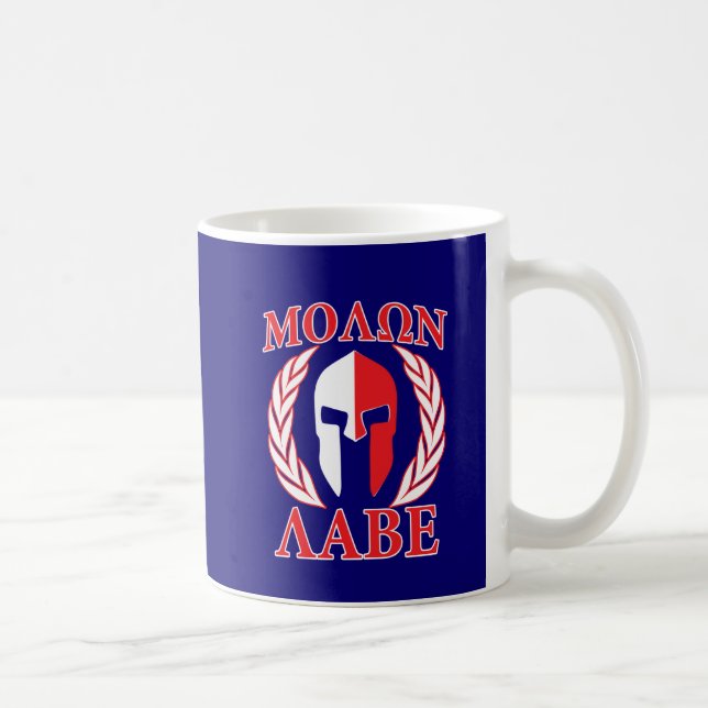 Mug Molon Labe Spartan Mask Laurels Marine Blue (Droite)
